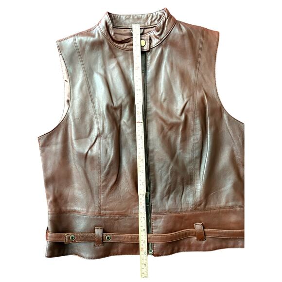 Cabi Leather Vest M | Equestrian Heritage Core Runway 2025 Belted Brown Moto - Picture 6 of 9